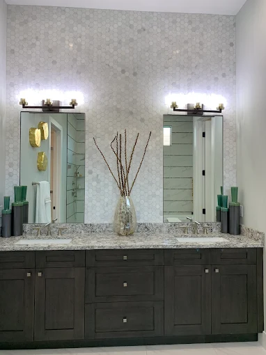 Double vanity bathroom renovation Long Island